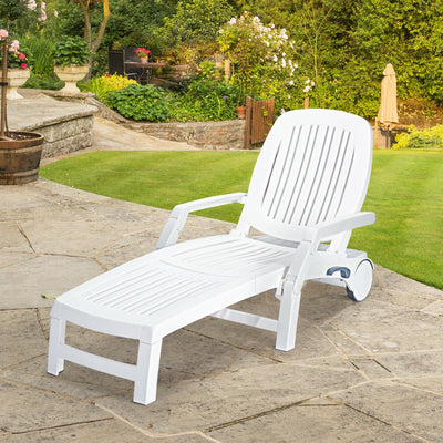 Adjustable Patio Sun Lounger with Weather Resistant Wheels