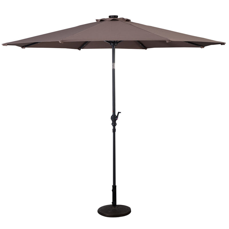 10ft Patio Solar Umbrella with Crank and LED Lights