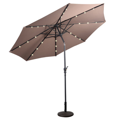 10ft Patio Solar Umbrella with Crank and LED Lights