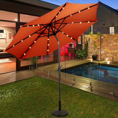 10ft Patio Solar Umbrella with Crank and LED Lights