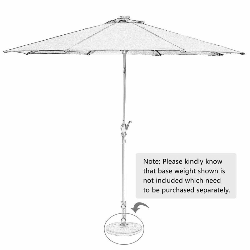 10ft Patio Solar Umbrella with Crank and LED Lights