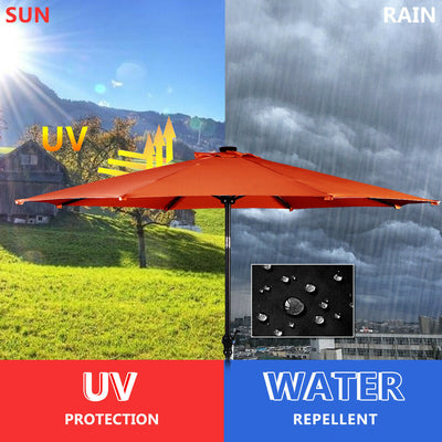 10ft Patio Solar Umbrella with Crank and LED Lights