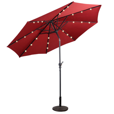 10ft Patio Solar Umbrella with Crank and LED Lights