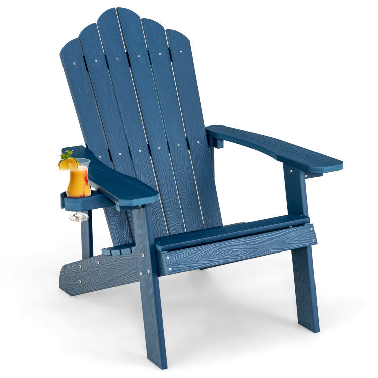 Weather Resistant HIPS Outdoor Adirondack Chair with Cup Holder Navy