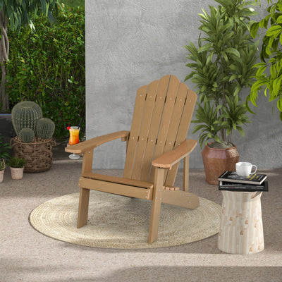 Weather Resistant HIPS Outdoor Adirondack Chair with Cup Holder Coffee