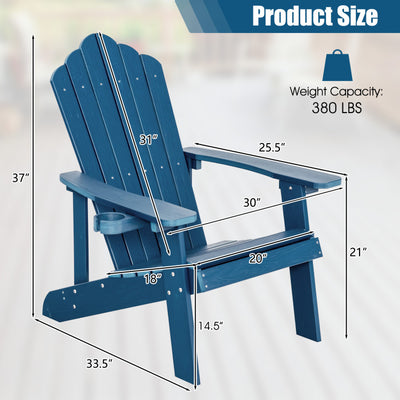 Weather Resistant HIPS Outdoor Adirondack Chair with Cup Holder Navy