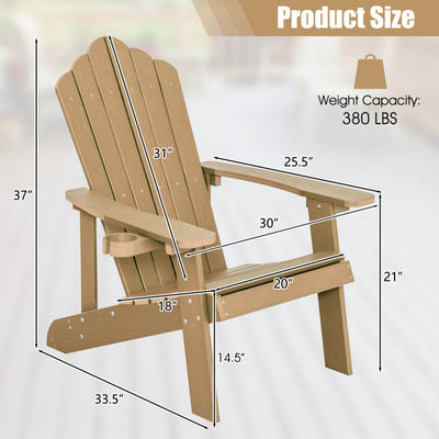 Weather Resistant HIPS Outdoor Adirondack Chair with Cup Holder Coffee