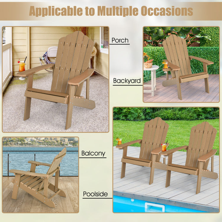 Weather Resistant HIPS Outdoor Adirondack Chair with Cup Holder Coffee