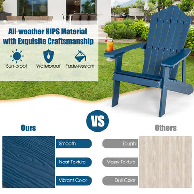 Weather Resistant HIPS Outdoor Adirondack Chair with Cup Holder Navy