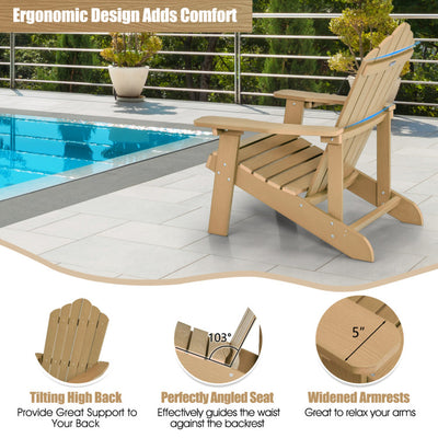 Weather Resistant HIPS Outdoor Adirondack Chair with Cup Holder Coffee