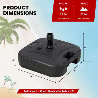 Fillable Patio Umbrella Base with Handle Fit 1.5 Inch Umbrella Poles
