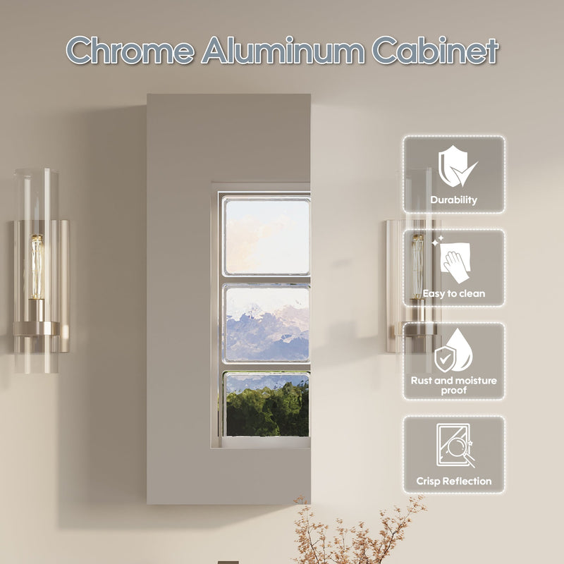 12 in. x 30 in. Copper-Free Tri-Views Mirror Medicine Cabinet with Adjustable Shelves and Right Swing Door