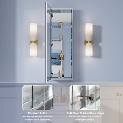 12 in. ×36 in. Copper-Free Tri-Views Mirror Medicine Cabinet, Recessed/Surface Mount and Left Swing Door