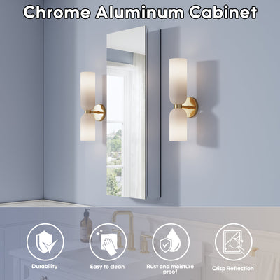 12 in. ×36 in. Copper-Free Tri-Views Mirror Medicine Cabinet, Recessed/Surface Mount and Left Swing Door