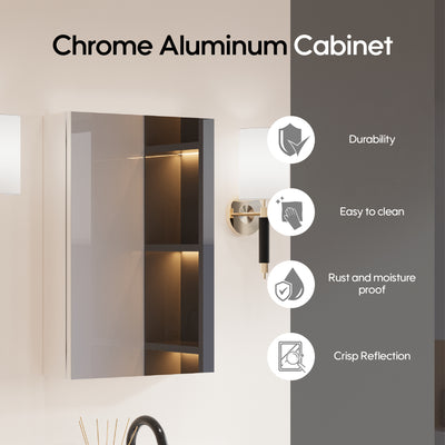 16 in.x 24 in. inch Copper-Free Tri-Views Mirror Cabinet with Adjustable Shelves and Right Swing Door