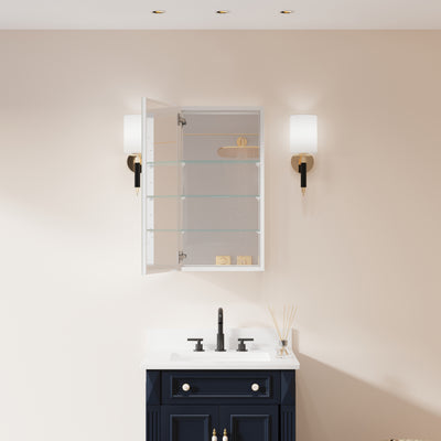 16 in. ×30 in. Copper-Free Tri-Views Mirror Medicine Cabinet with Adjustable Shelves and Left Swing Door