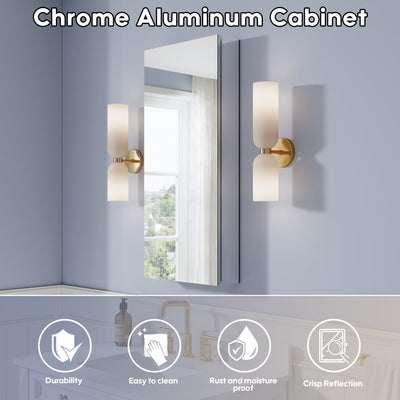 16 in. ×36 in. Copper-Free Tri-Views Mirror Medicine Cabinet, Recessed/Surface Mount and Right Swing Door