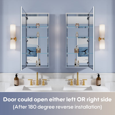 16 in. ×36 in. Copper-Free Tri-Views Mirror Medicine Cabinet, Recessed/Surface Mount and Right Swing Door