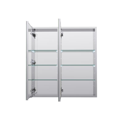 28 in. ×30 in. Copper-Free Tri-Views Mirror Medicine Cabinet with Adjustable Shelves and Dual Swing Doors
