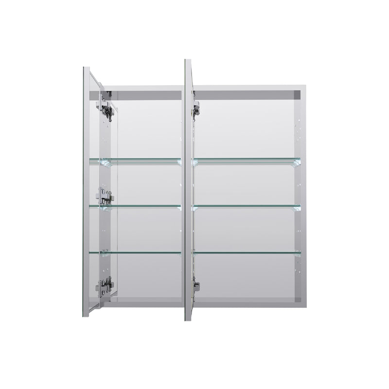 28 in. ×30 in. Copper-Free Tri-Views Mirror Medicine Cabinet with Adjustable Shelves and Dual Swing Doors