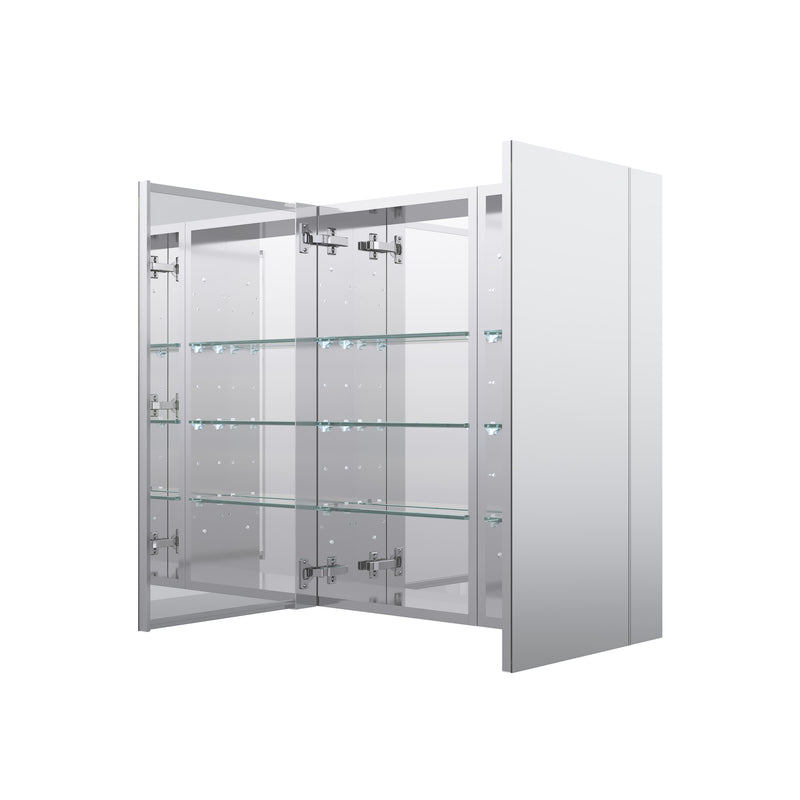 28 in. ×30 in. Copper-Free Tri-Views Mirror Medicine Cabinet with Adjustable Shelves and Dual Swing Doors