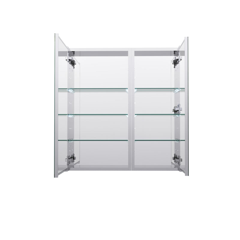 28 in. ×30 in. Copper-Free Tri-Views Mirror Medicine Cabinet with Adjustable Shelves and Dual Swing Doors
