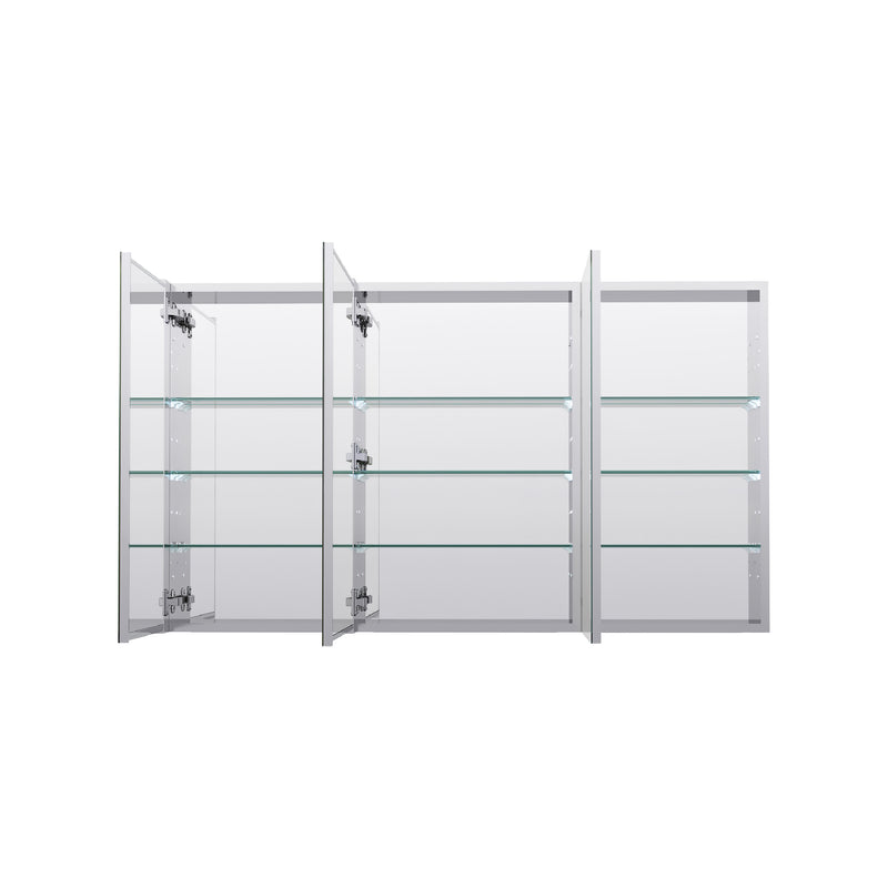 52 in. ×30 in. Copper-Free Tri-Views Mirror Medicine Cabinet with Adjustable Shelves and 3 Doors