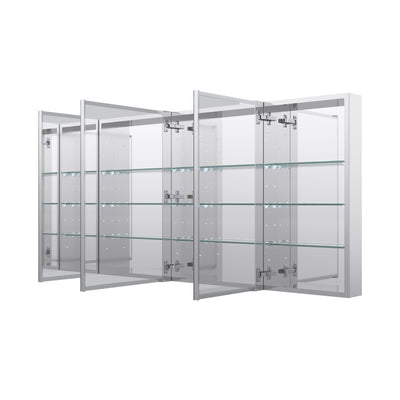 52 in. ×30 in. Copper-Free Tri-Views Mirror Medicine Cabinet with Adjustable Shelves and 3 Doors