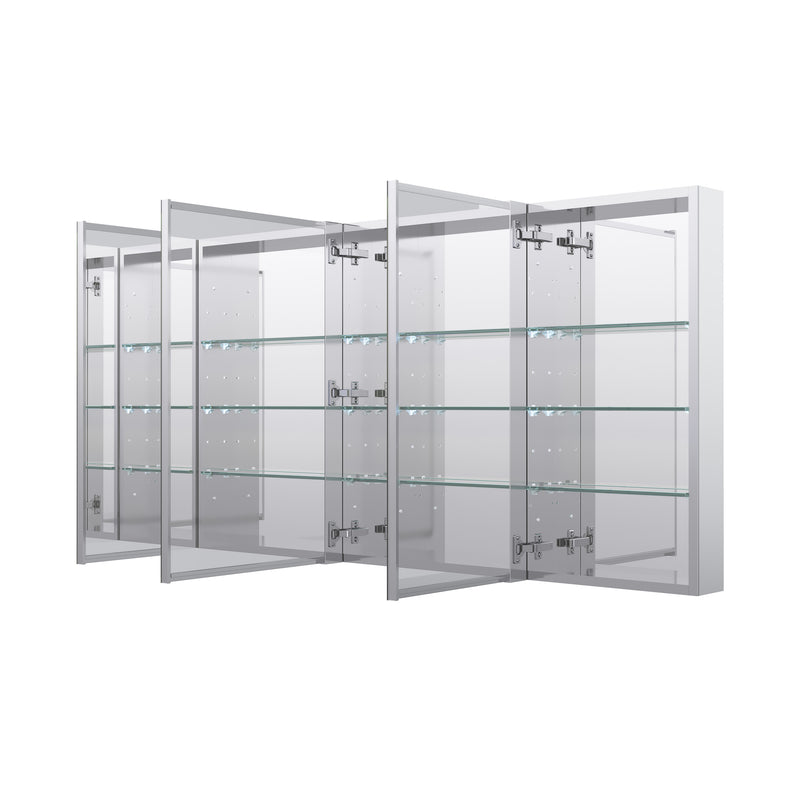 52 in. ×30 in. Copper-Free Tri-Views Mirror Medicine Cabinet with Adjustable Shelves and 3 Doors