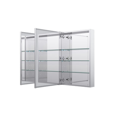 36 in. ×30 in. Copper-Free Tri-Views Mirror Medicine Cabinet with Adjustable Shelves and Dual Swing Doors