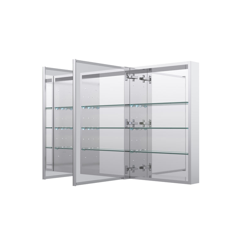 36 in. ×30 in. Copper-Free Tri-Views Mirror Medicine Cabinet with Adjustable Shelves and Dual Swing Doors