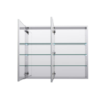 36 in. ×30 in. Copper-Free Tri-Views Mirror Medicine Cabinet with Adjustable Shelves and Dual Swing Doors