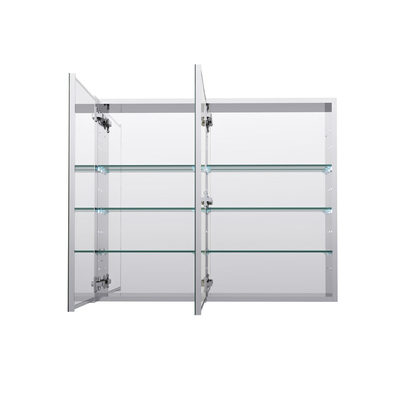 36 in. ×30 in. Copper-Free Tri-Views Mirror Medicine Cabinet with Adjustable Shelves and Dual Swing Doors