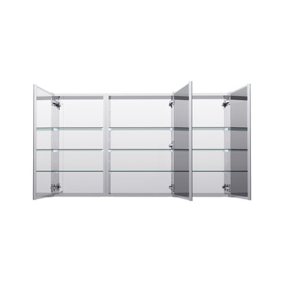 52 in. ×30 in. Copper-Free Tri-Views Mirror Medicine Cabinet with Adjustable Shelves and 3 Doors