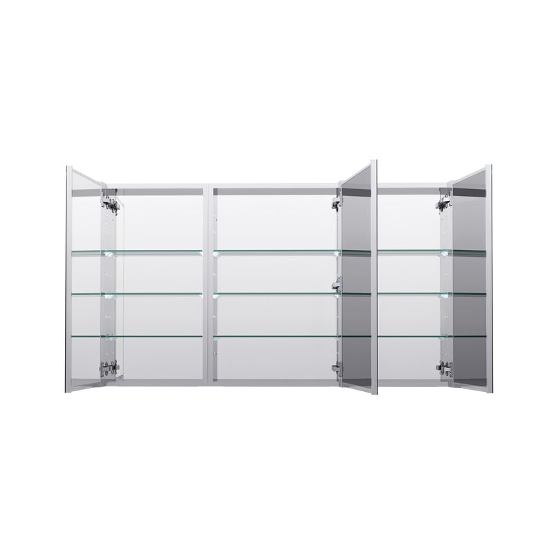 52 in. ×30 in. Copper-Free Tri-Views Mirror Medicine Cabinet with Adjustable Shelves and 3 Doors