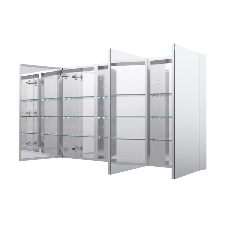 52 in. ×30 in. Copper-Free Tri-Views Mirror Medicine Cabinet with Adjustable Shelves and 3 Doors
