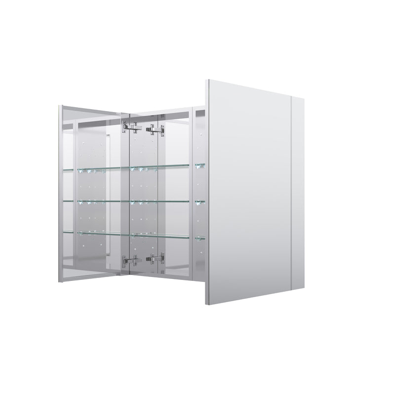 36 in. ×30 in. Copper-Free Tri-Views Mirror Medicine Cabinet with Adjustable Shelves and Dual Swing Doors
