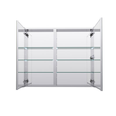 36 in. ×30 in. Copper-Free Tri-Views Mirror Medicine Cabinet with Adjustable Shelves and Dual Swing Doors
