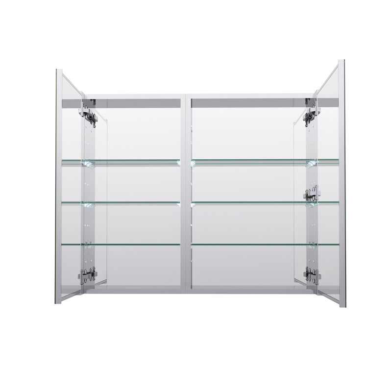 36 in. ×30 in. Copper-Free Tri-Views Mirror Medicine Cabinet with Adjustable Shelves and Dual Swing Doors