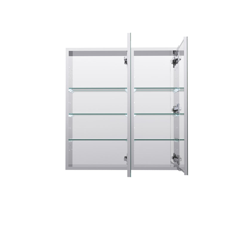 28 in. ×30 in. Copper-Free Tri-Views Mirror Medicine Cabinet with Adjustable Shelves and Dual Swing Doors