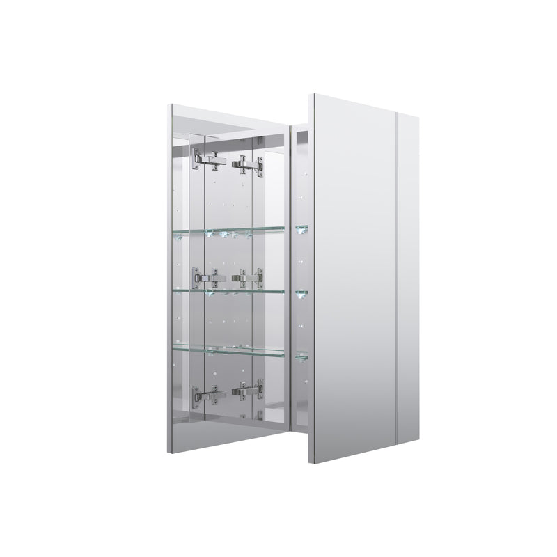 28 in. ×30 in. Copper-Free Tri-Views Mirror Medicine Cabinet with Adjustable Shelves and Dual Swing Doors
