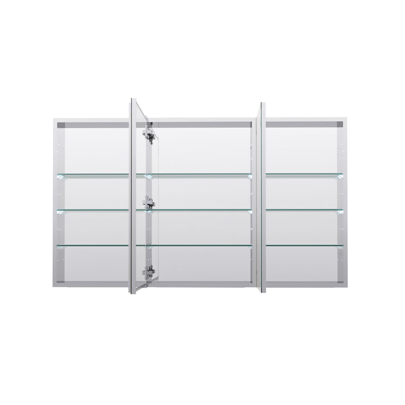52 in. ×30 in. Copper-Free Tri-Views Mirror Medicine Cabinet with Adjustable Shelves and 3 Doors