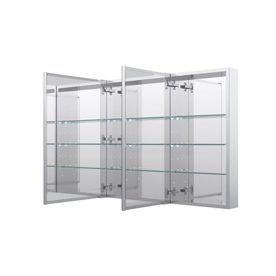 52 in. ×30 in. Copper-Free Tri-Views Mirror Medicine Cabinet with Adjustable Shelves and 3 Doors