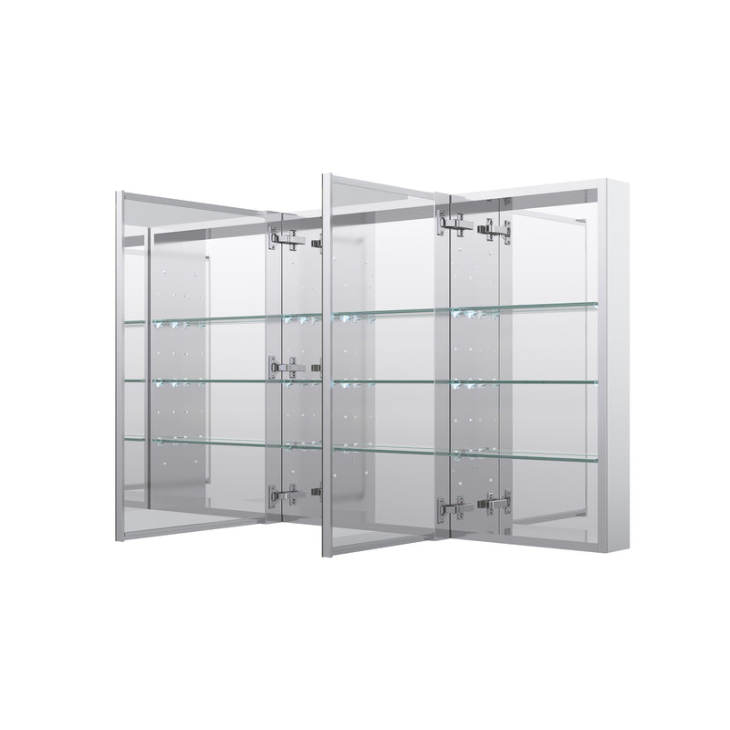 52 in. ×30 in. Copper-Free Tri-Views Mirror Medicine Cabinet with Adjustable Shelves and 3 Doors