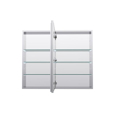 36 in. ×30 in. Copper-Free Tri-Views Mirror Medicine Cabinet with Adjustable Shelves and Dual Swing Doors