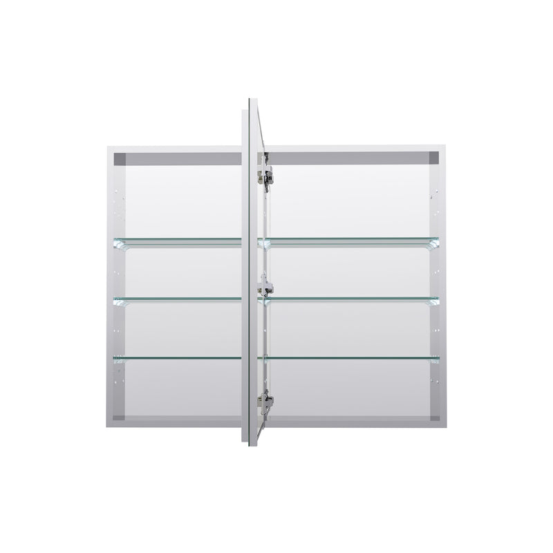 36 in. ×30 in. Copper-Free Tri-Views Mirror Medicine Cabinet with Adjustable Shelves and Dual Swing Doors