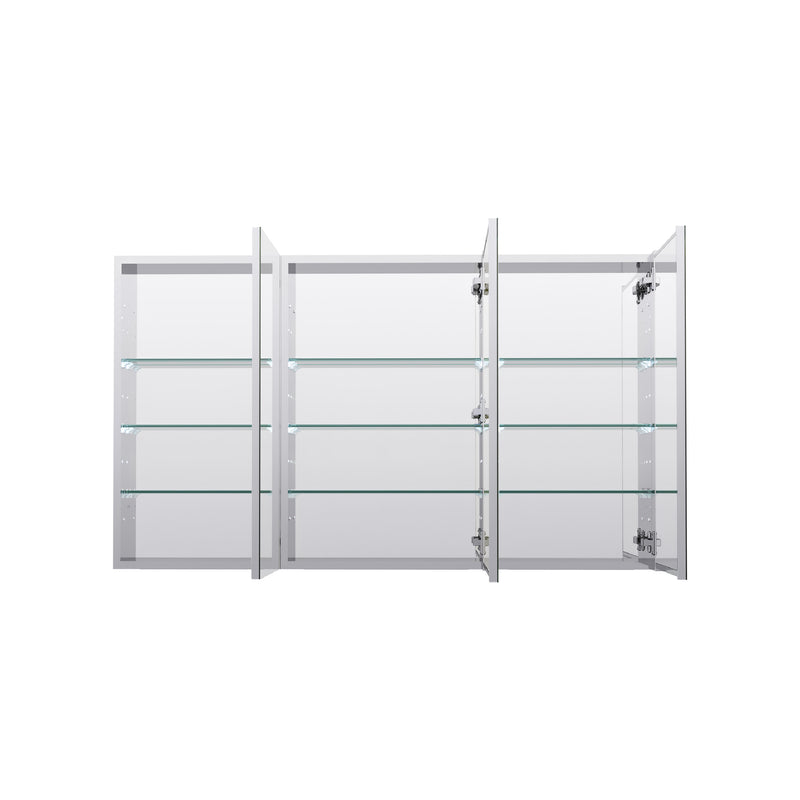 52 in. ×30 in. Copper-Free Tri-Views Mirror Medicine Cabinet with Adjustable Shelves and 3 Doors