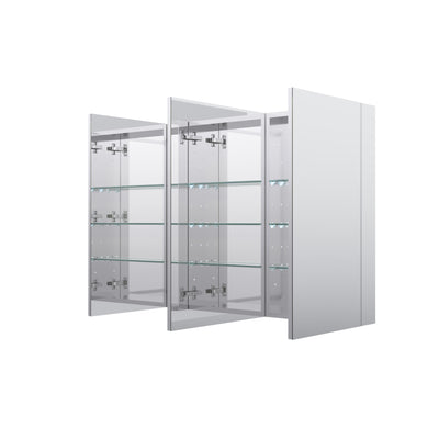 52 in. ×30 in. Copper-Free Tri-Views Mirror Medicine Cabinet with Adjustable Shelves and 3 Doors