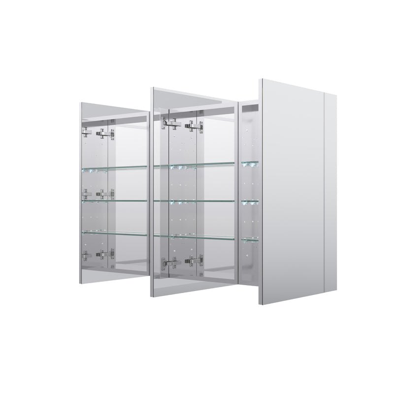 52 in. ×30 in. Copper-Free Tri-Views Mirror Medicine Cabinet with Adjustable Shelves and 3 Doors