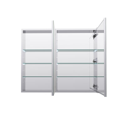 36 in. ×30 in. Copper-Free Tri-Views Mirror Medicine Cabinet with Adjustable Shelves and Dual Swing Doors
